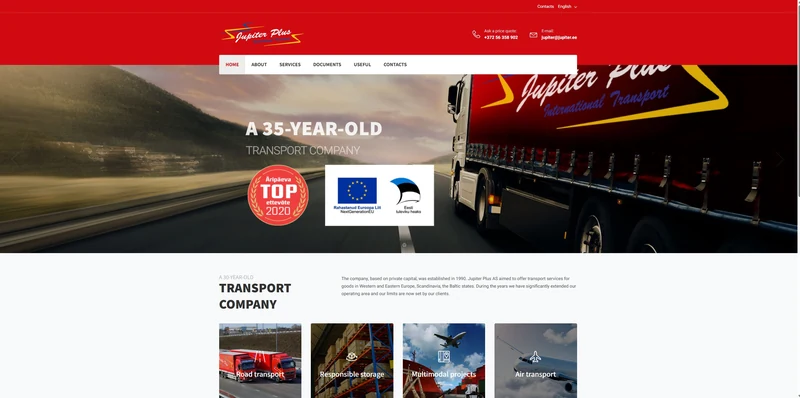 jupiter.ee website for a transport company